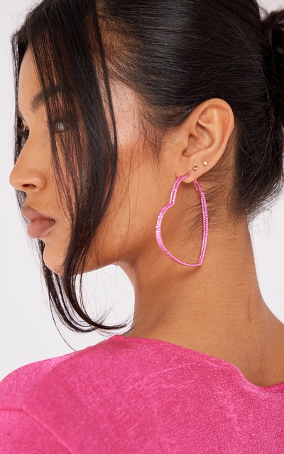 HEART STATEMENT EARRING IRIDESCENT BLUSH PINK main image 1