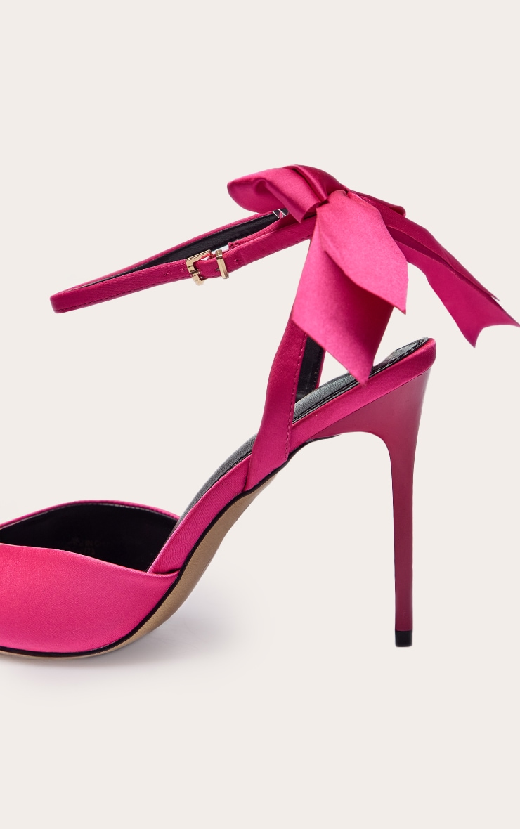 Fuchsia Satin Bow Detail Heeled Sandal image 5