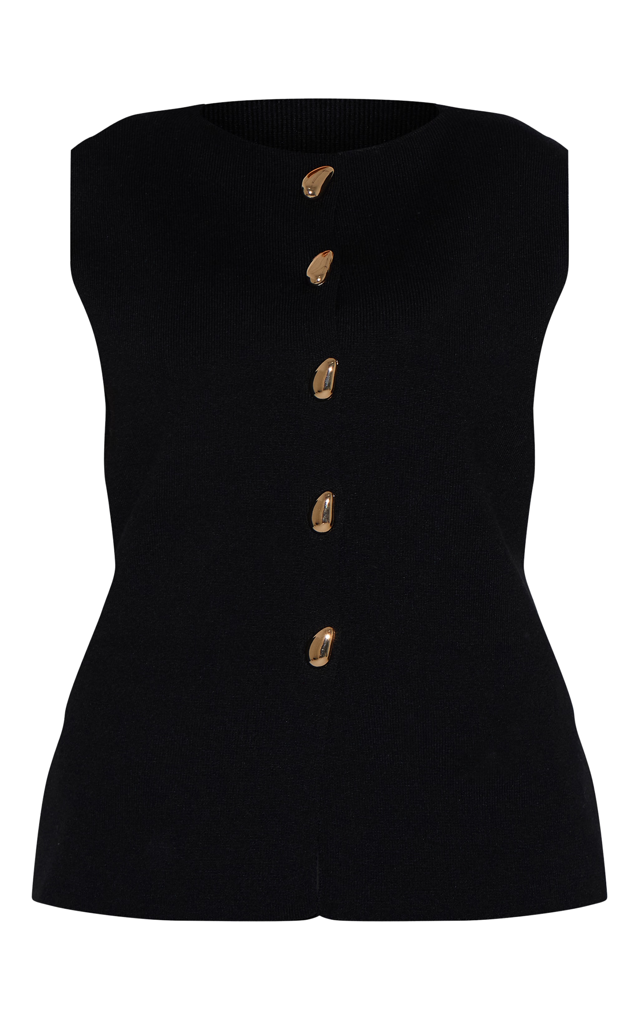 Plus Black Compact Knit Button Up Vest image 5