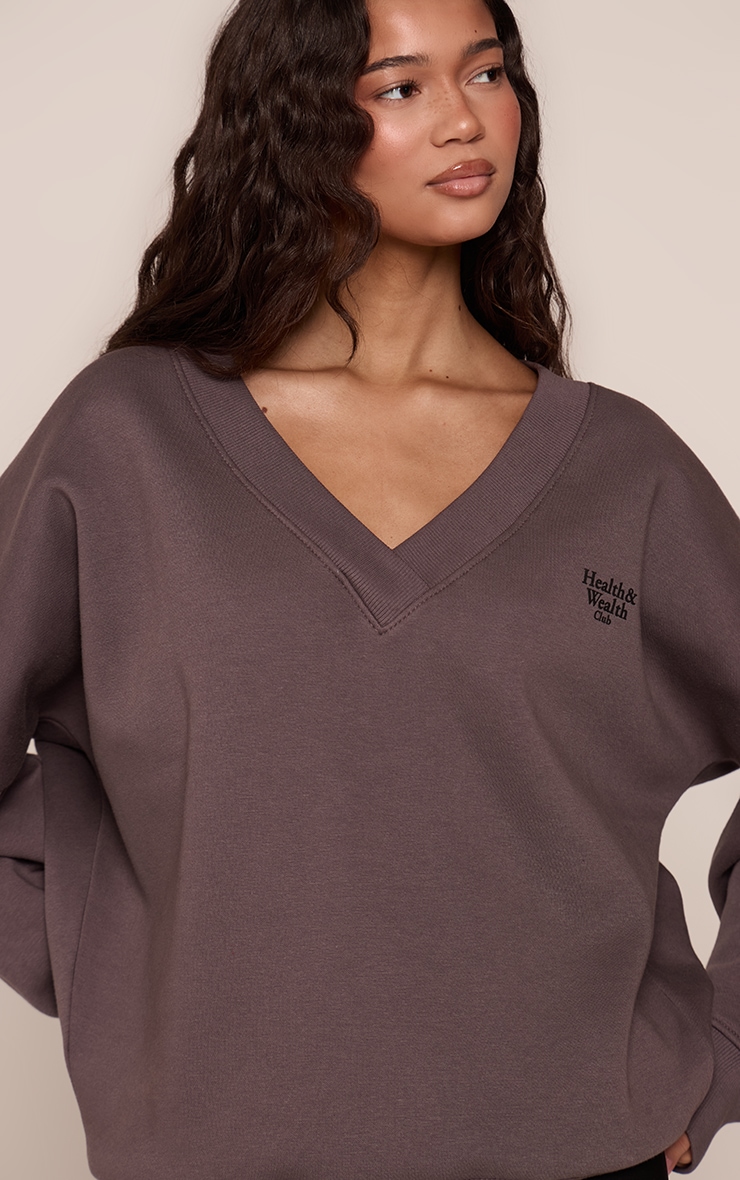 Charcoal Health Club V Neck Sweatshirt