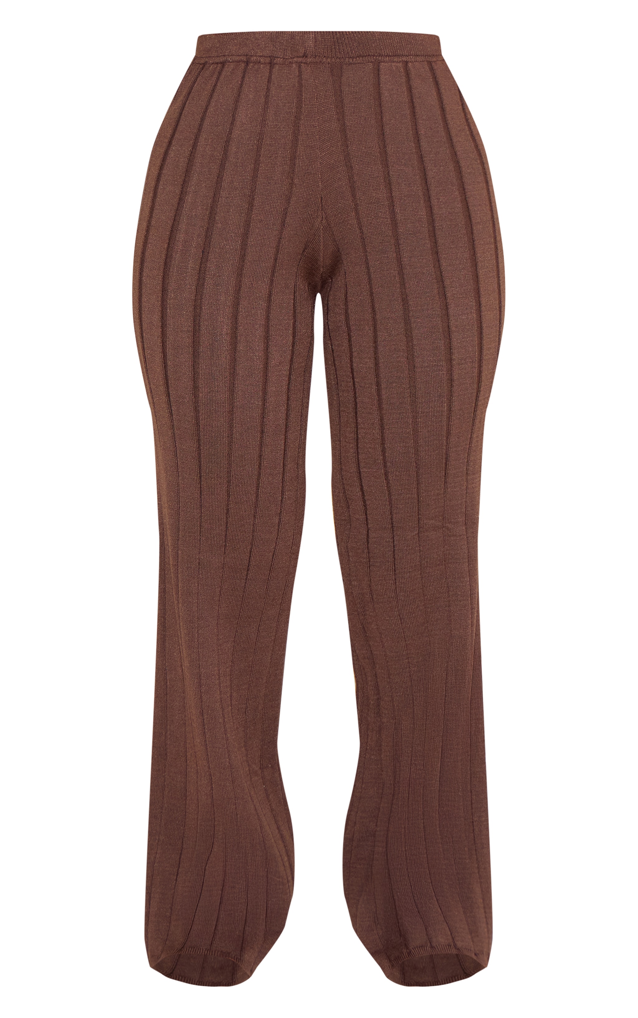 Petite Pantalon large en maille tricot côtelée chocolat image 5