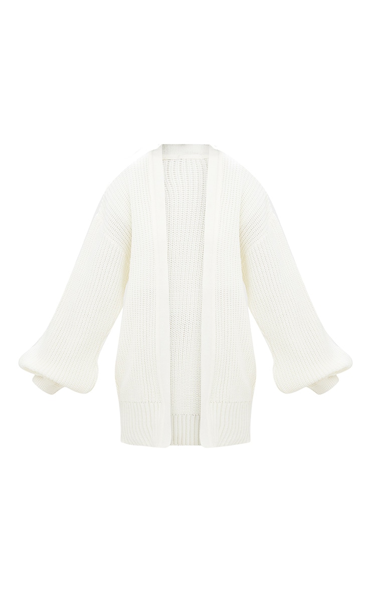 Cream Chunky Long Line Knitted Cardigan PrettyLittleThing