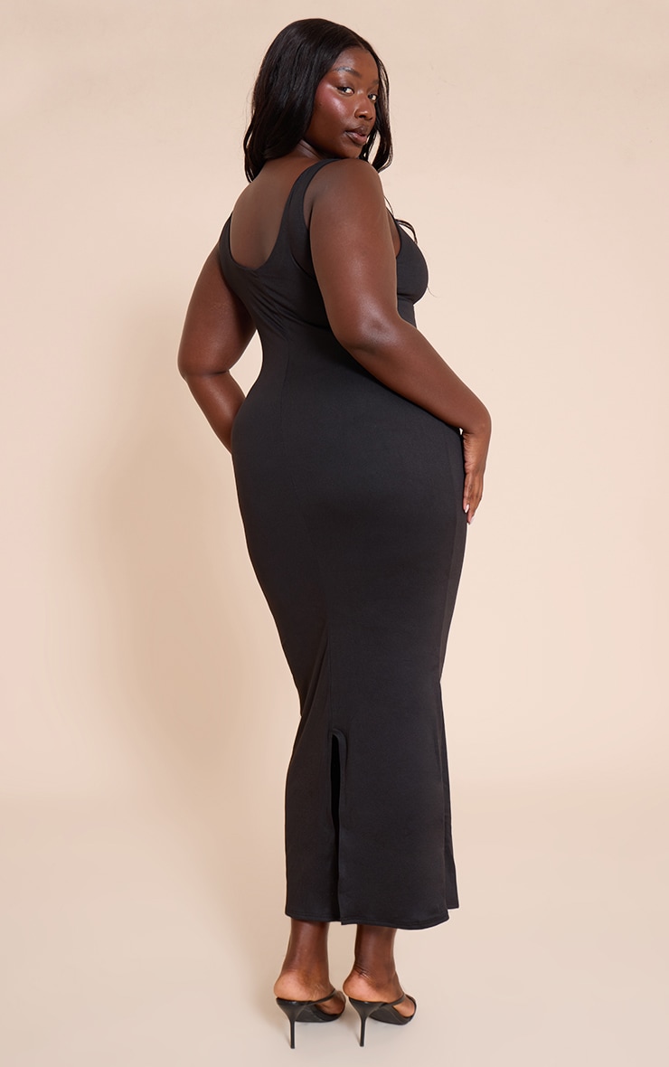 Plus Black Double Contour Twist Bust Detail Maxi Dress image 2