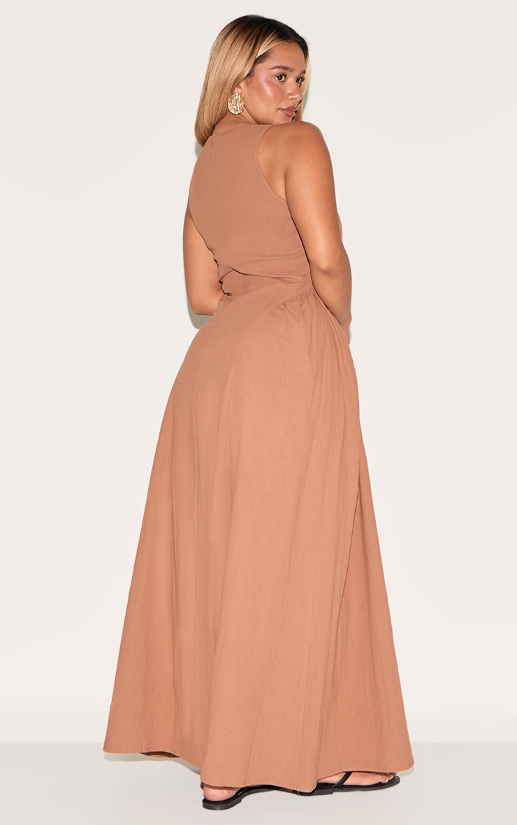 Shape Mocha Linen Look Key Hole Maxi Shift Dress image 2
