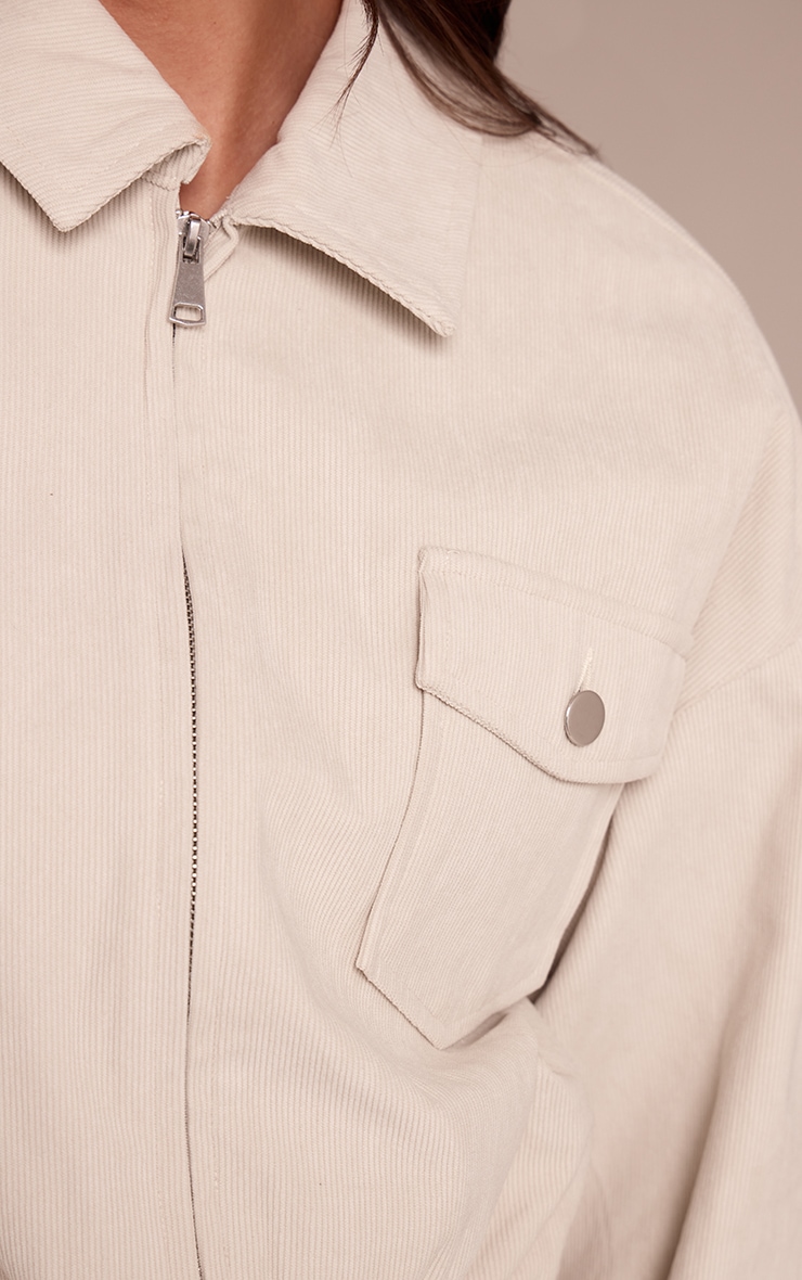 Ecru Cord Cropped Zip Jacket image 4
