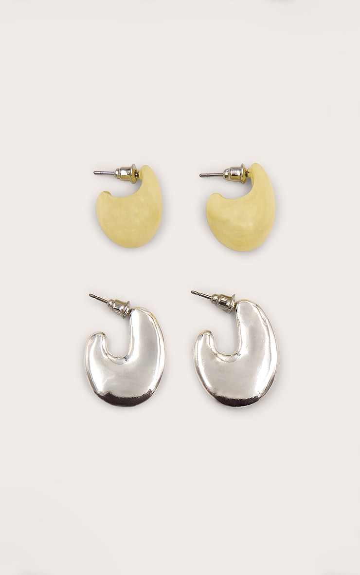 Butter Yellow Chunky Flat Hoop with Teardrop Multi-Pack image 2
