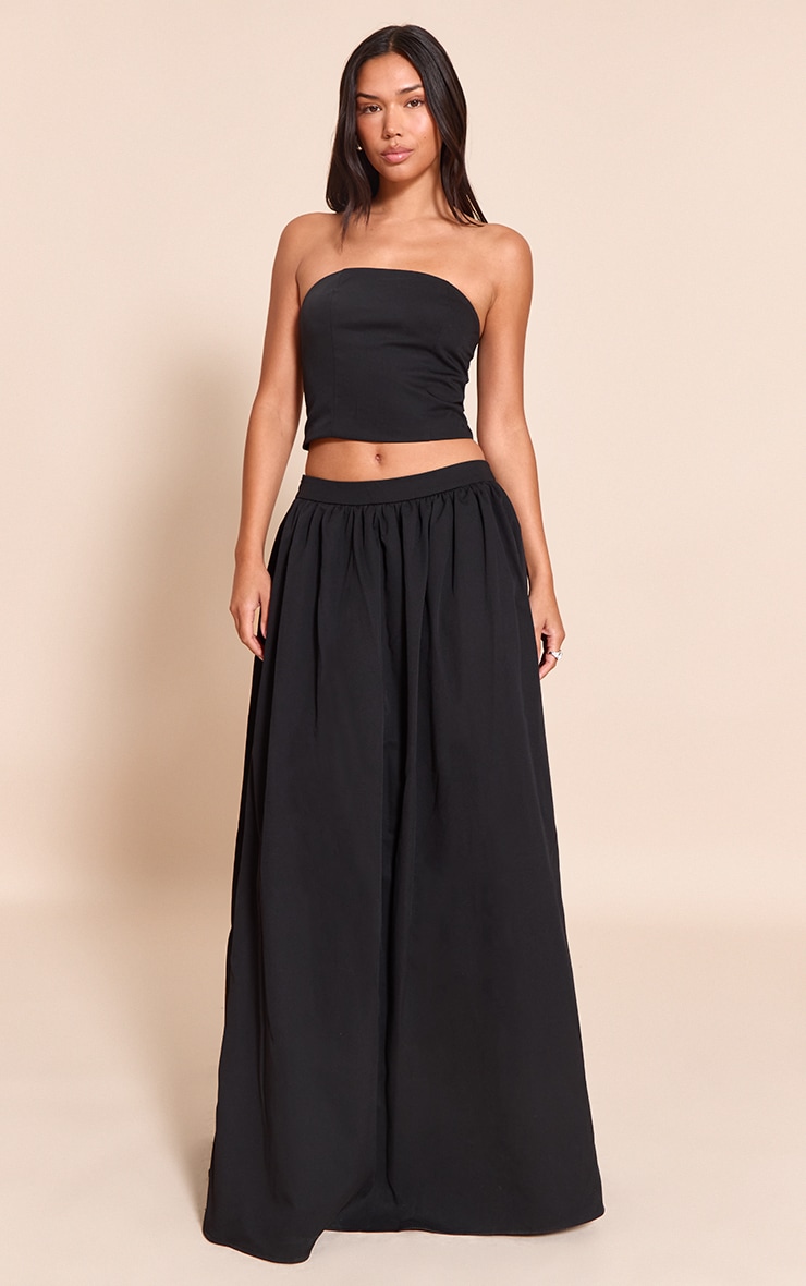 Black Woven Seam Detail Bandeau Top image 3