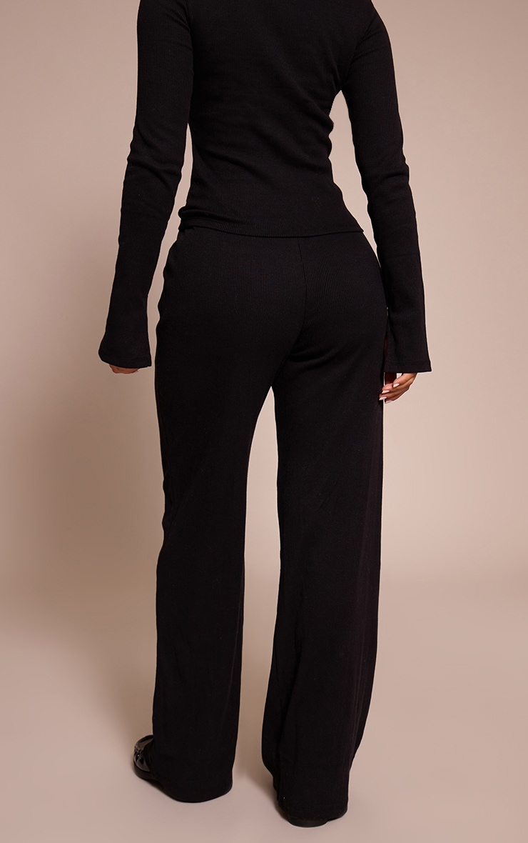 Petite Black Seam Detail Wide Leg Pants image 3