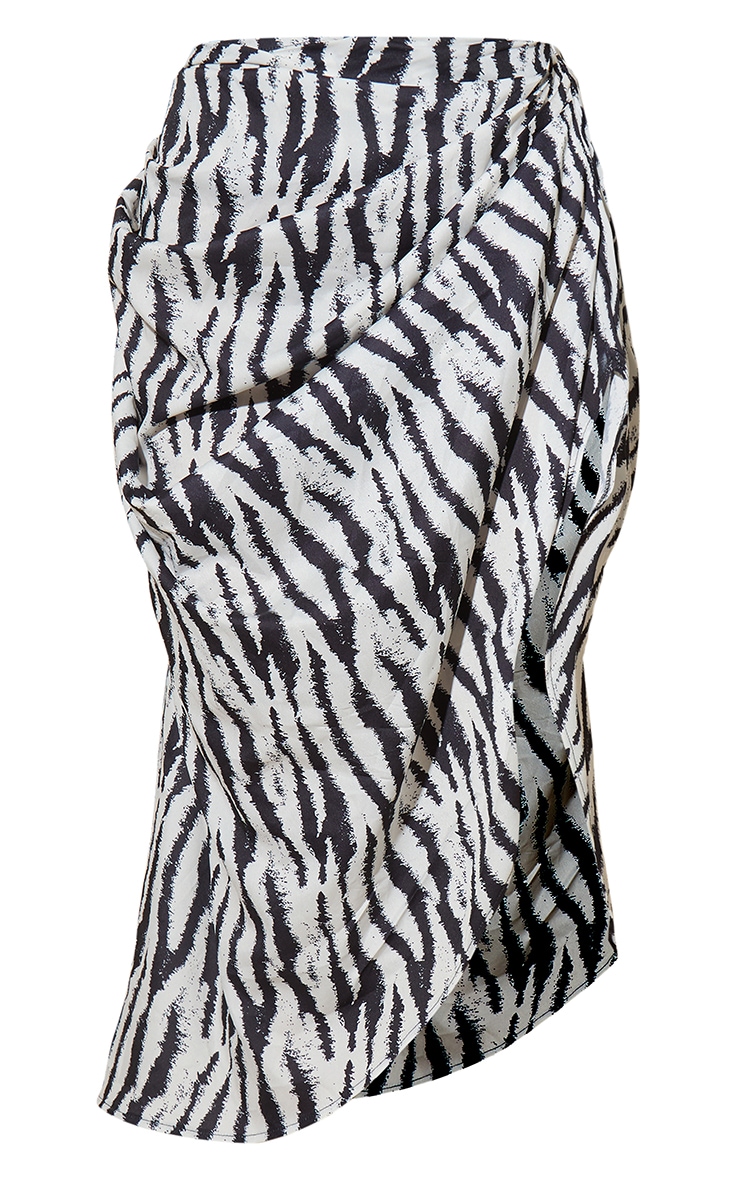 Jade By Jane Zebra Print Side Slit Midi Skirt