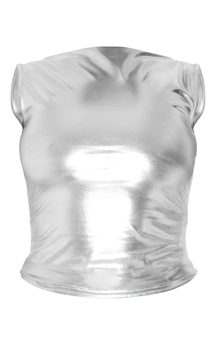 Silver Boat Neck Sleeveless Long Top image 5