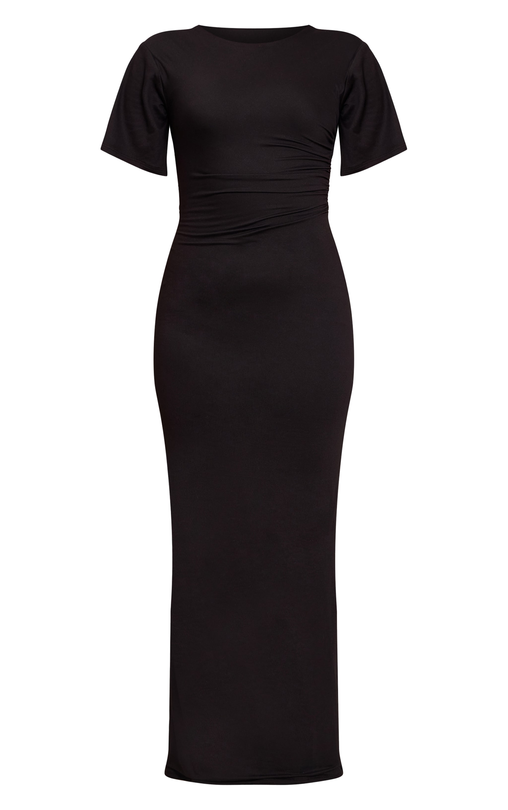 Black Boat Neck Jersey Short Sleeve Maxi Dress image 5