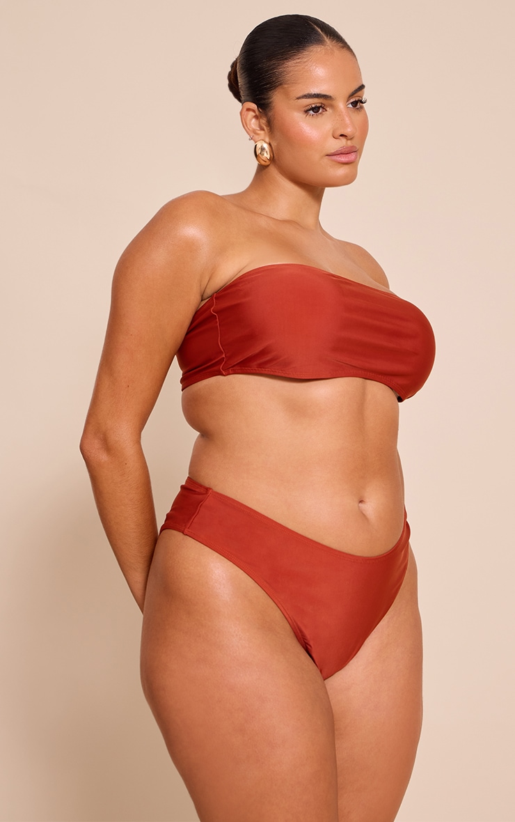 Plus Chocolate Mix & Match High Waisted High Leg Bikini Bottoms image 3