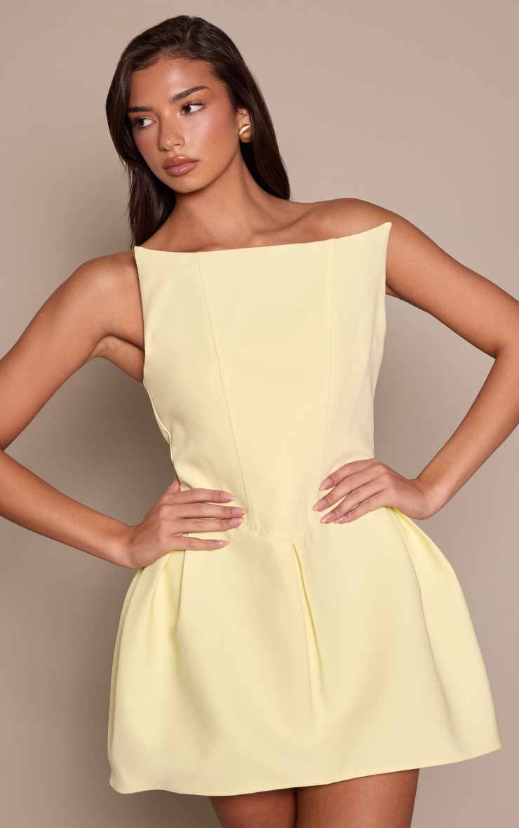 Premium Lemon Woven Tulip Skirt Bandeau Mini Dress image 1