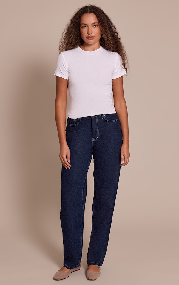 Tall Jean large indigo à taille mi-haute