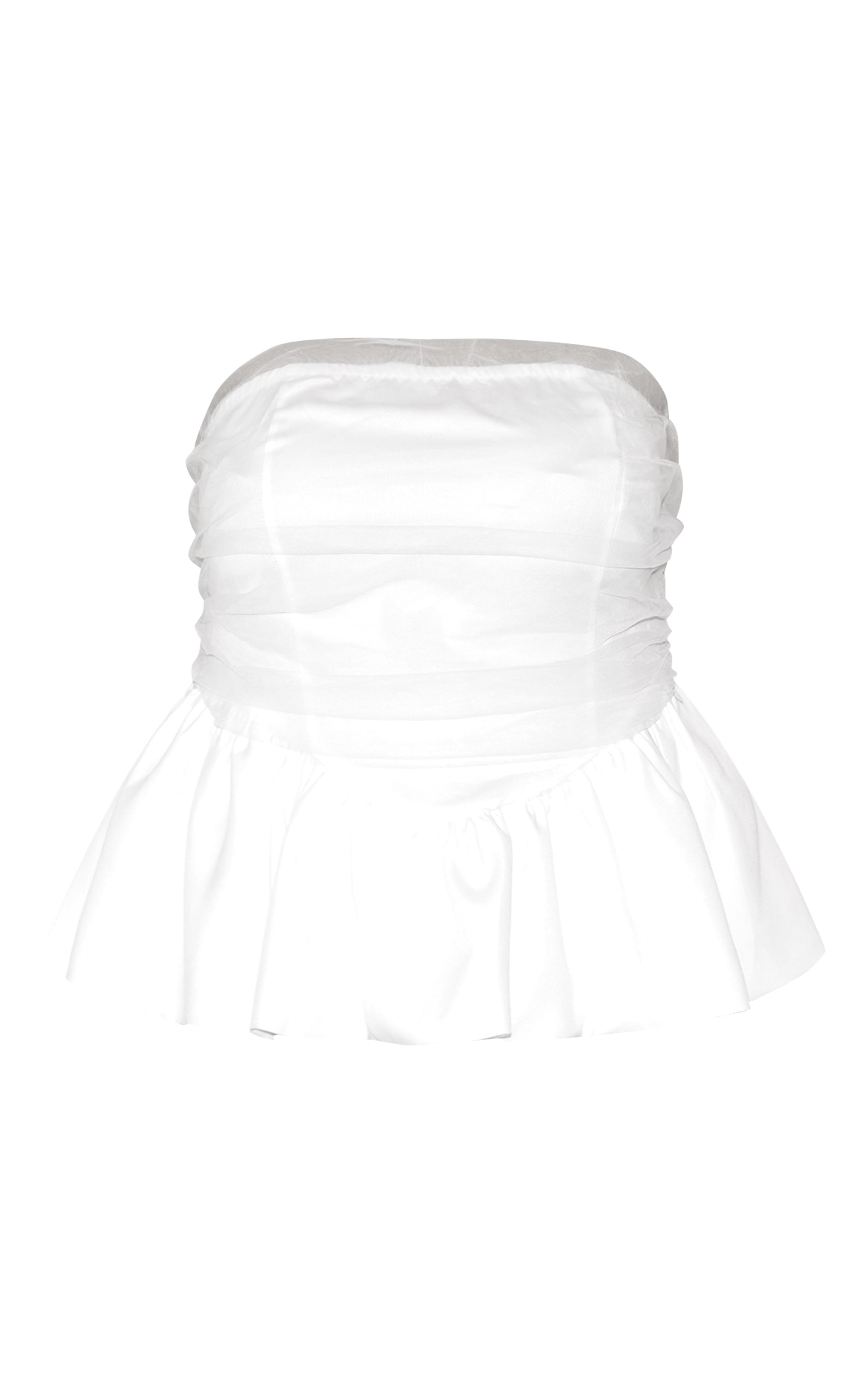 Plus White Mesh Overlay Peplum Corset image 5