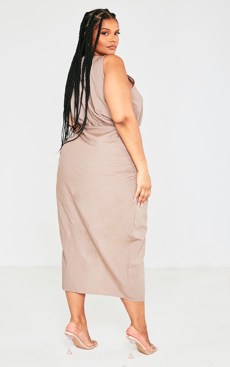 Taupe shop linen dress
