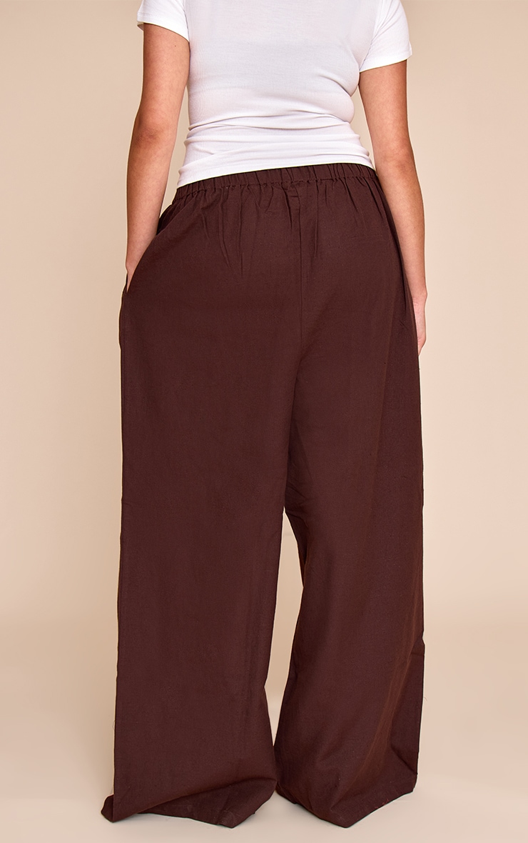 Plus Dark Brown Striped Slouchy Pants image 3