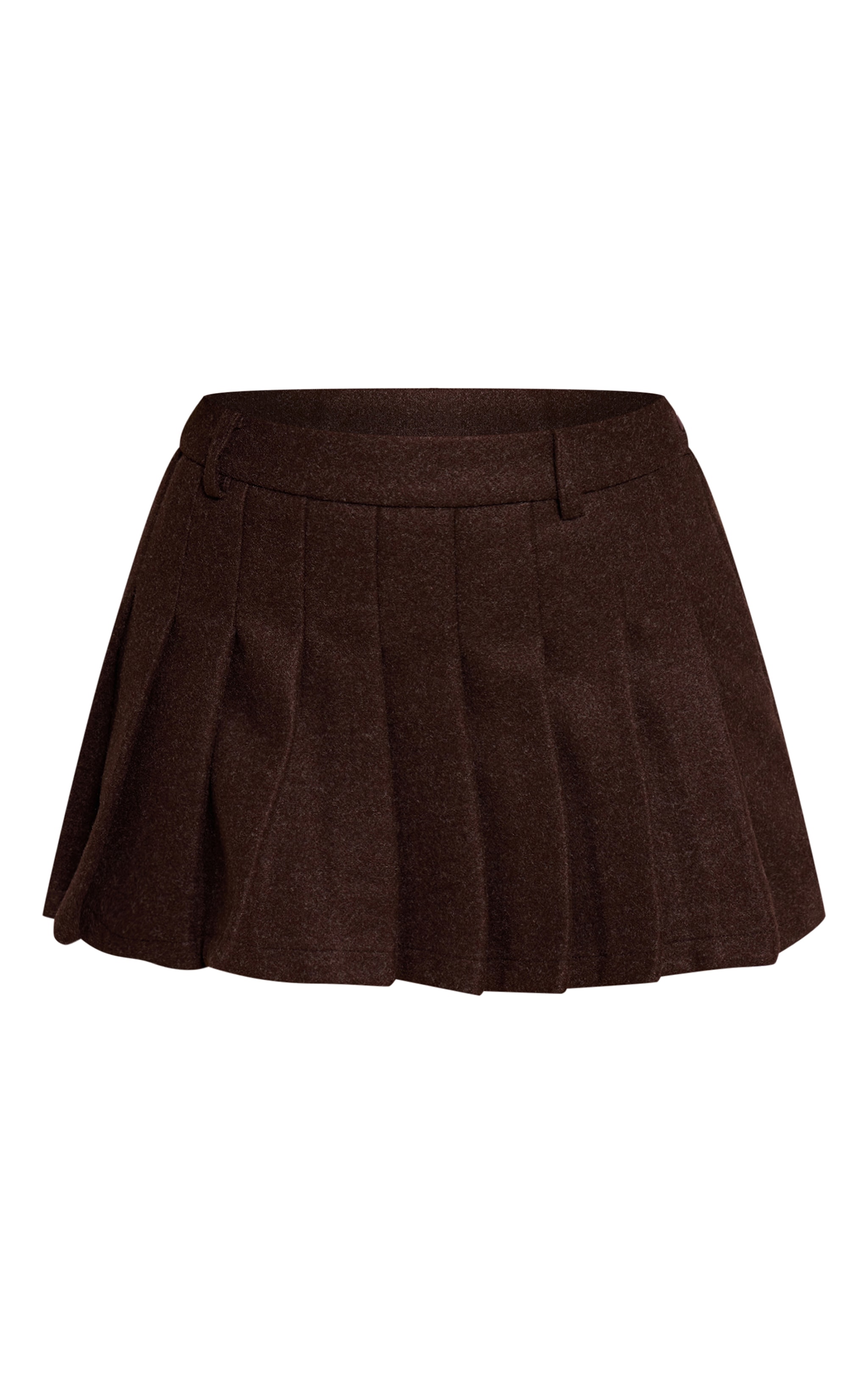 Petite Chocolate Pleated Wool Look Mini Skirt image 6