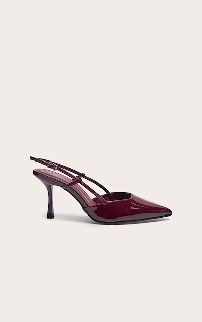 Wide Fit Burgundy PU Point Toe Court Heels