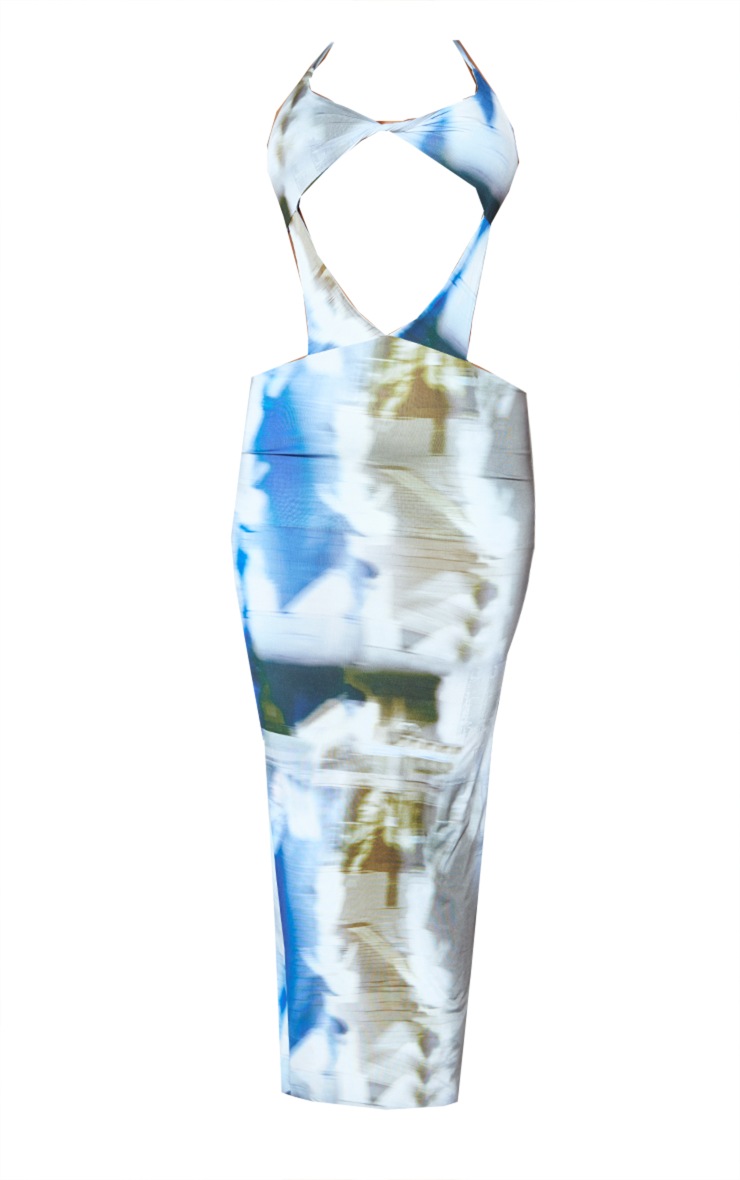 Multi Renaissance Print Slinky Twist Bust Cut Out Maxi Dress image 5