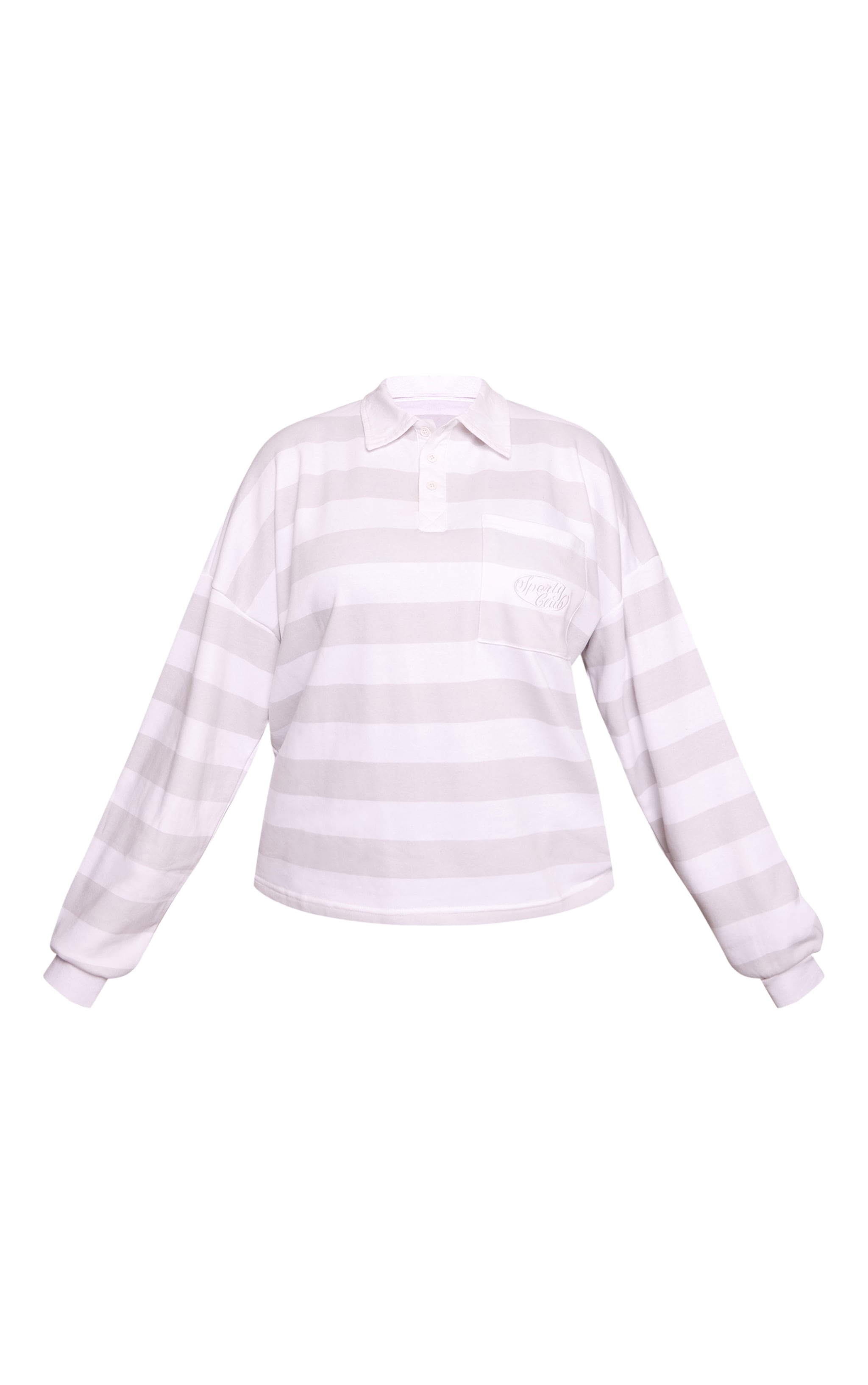 Plus Grey and White Sports Club Stripe Polo T-shirt image 5