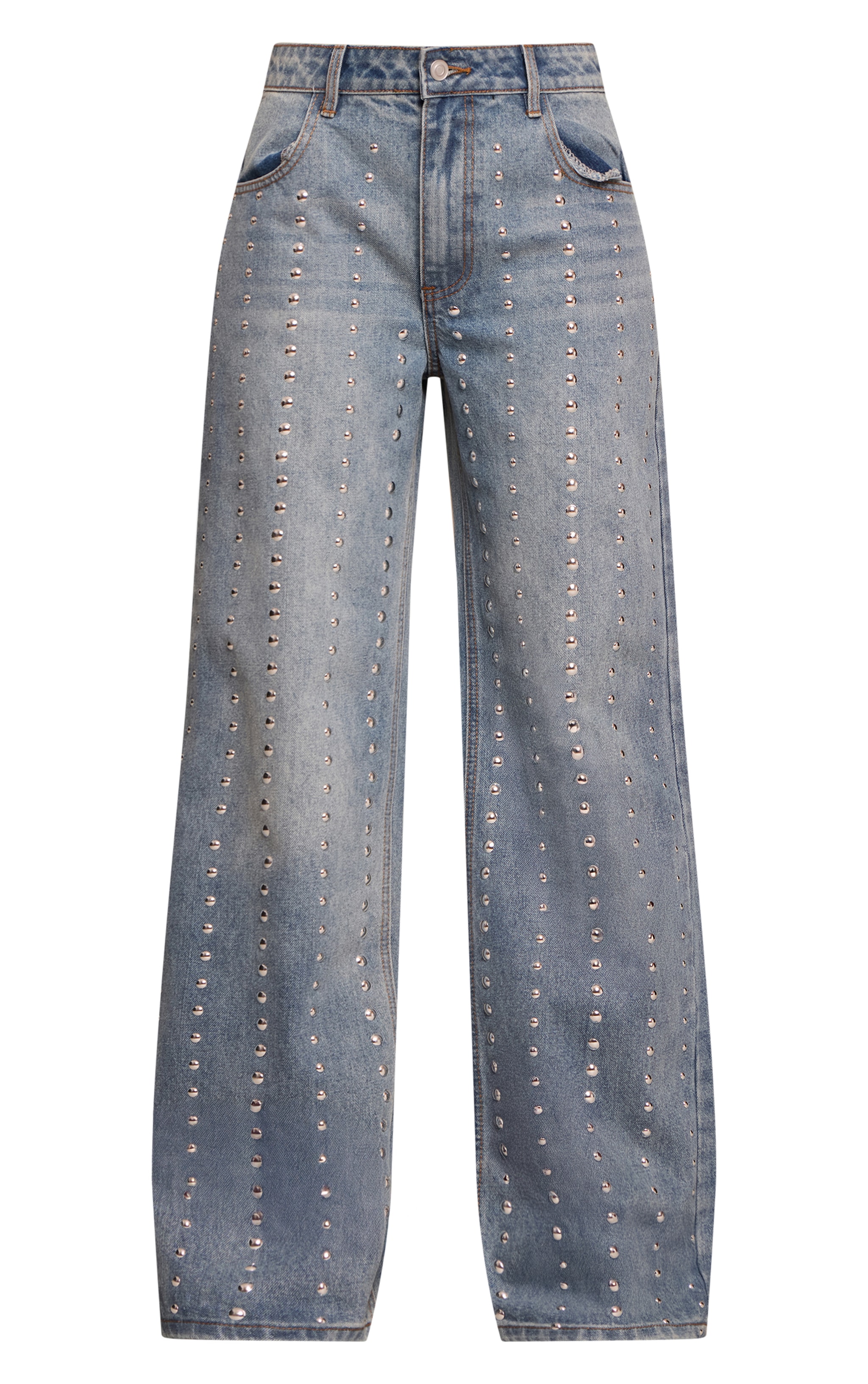 Mid Blue Diamante High Waisted Denim Jeans image 5