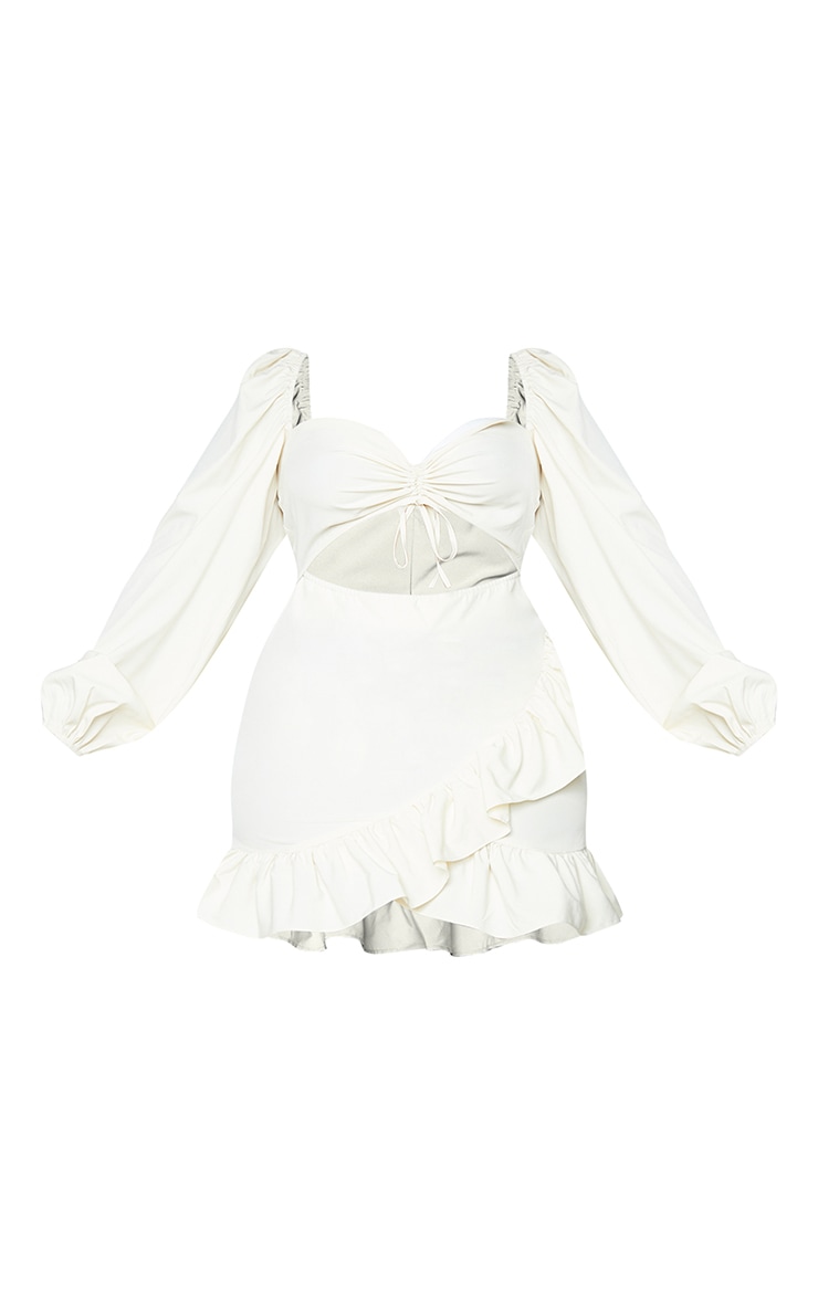 Plus Cream Cut Out Puff Sleeve Dress image 5