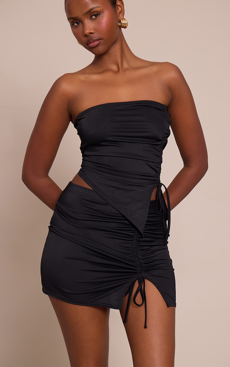 Black Matte Touch Ruched Side Bandeau image 4