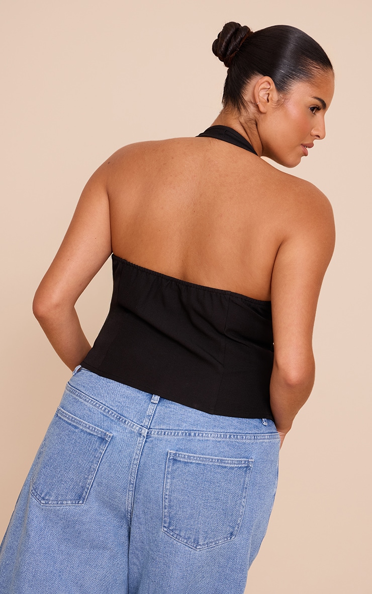 Plus Black Boned Dip Hem Corset image 2