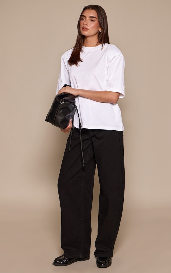 Washed Black Low Rise Barrel Jeans