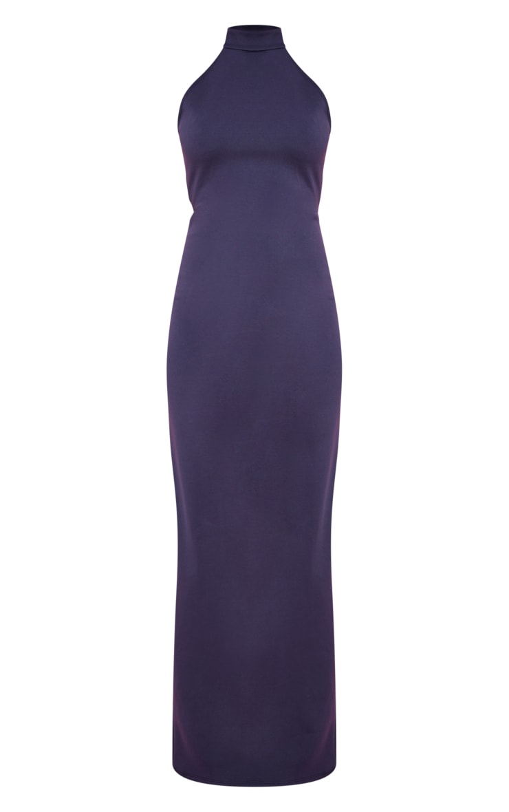 Navy Scuba High Neck Cross Back Maxi Dress image 5