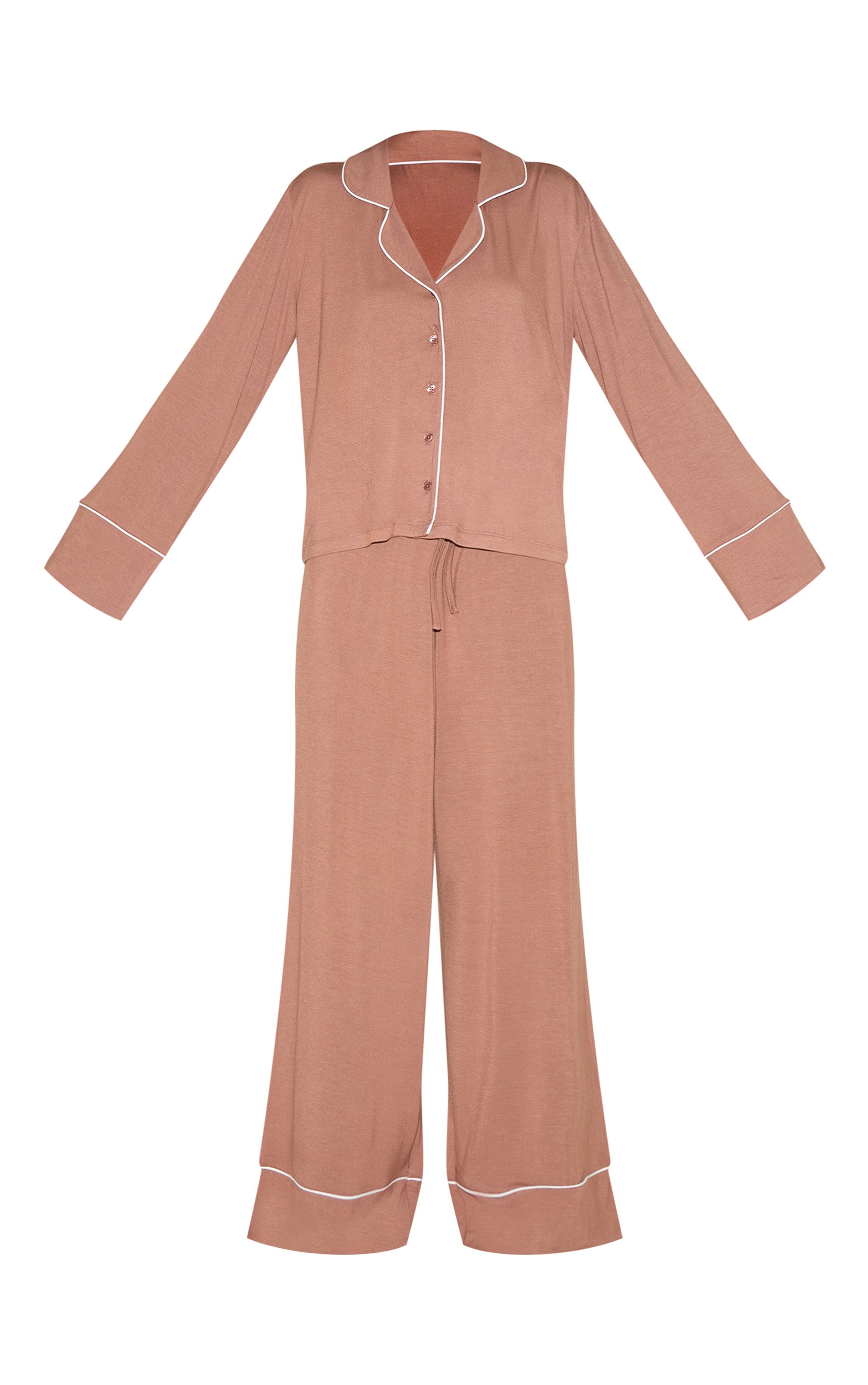Mocha Modal Piping Long Pj Set image 5