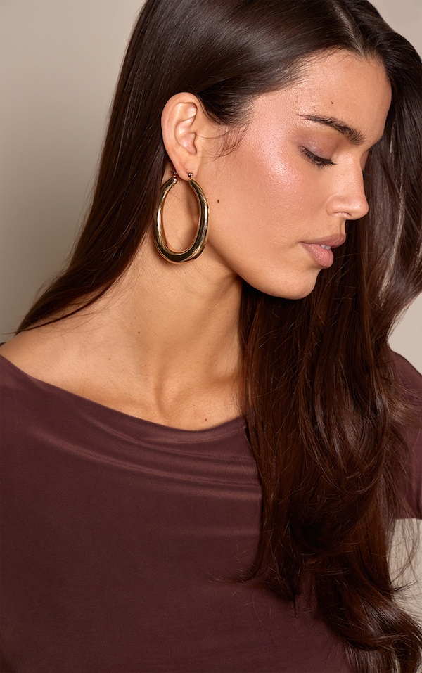 Gold Smooth Chunky Statement Hoop Earrings