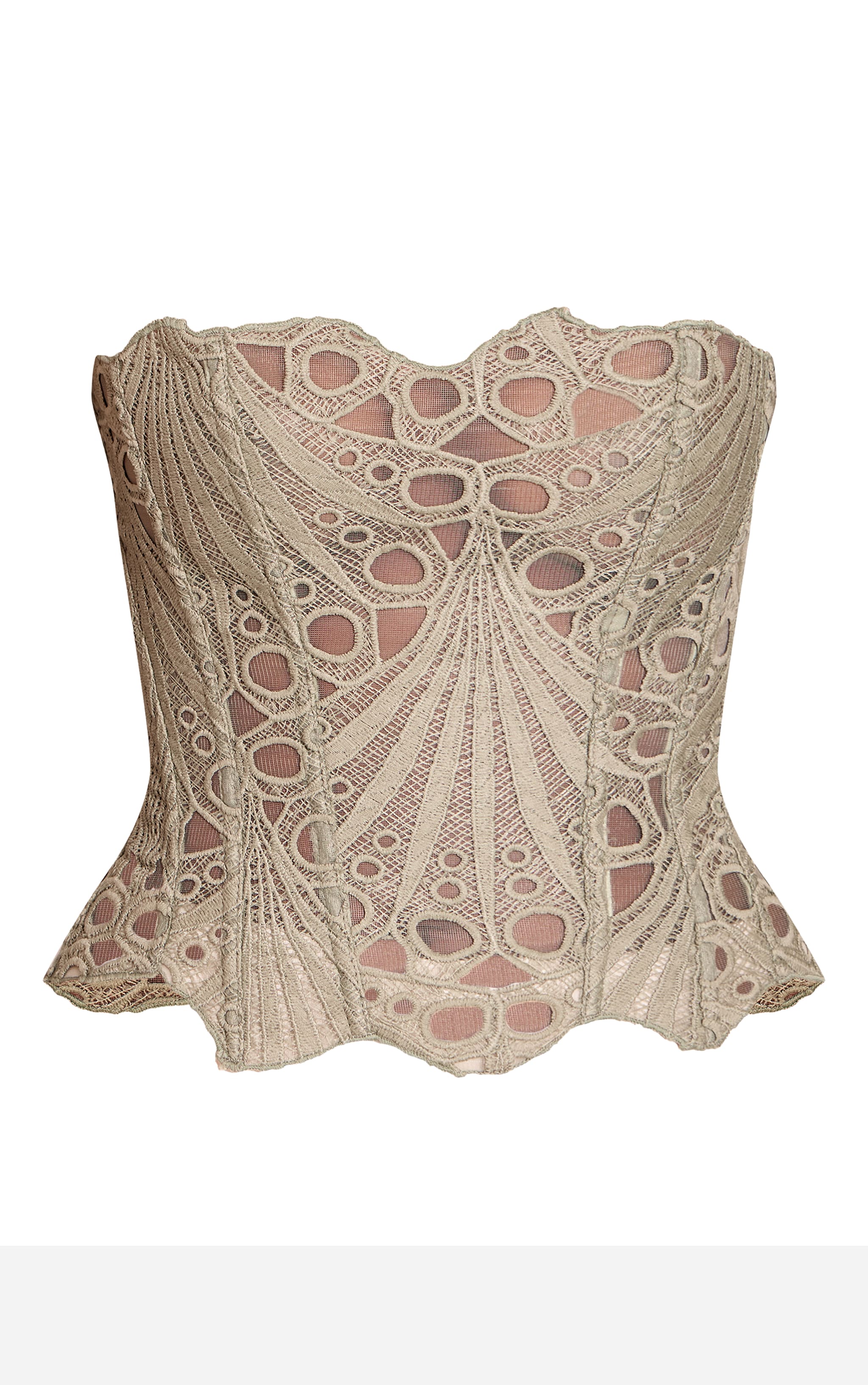 Sage Textured Sheer Floral Lace Corset image 5