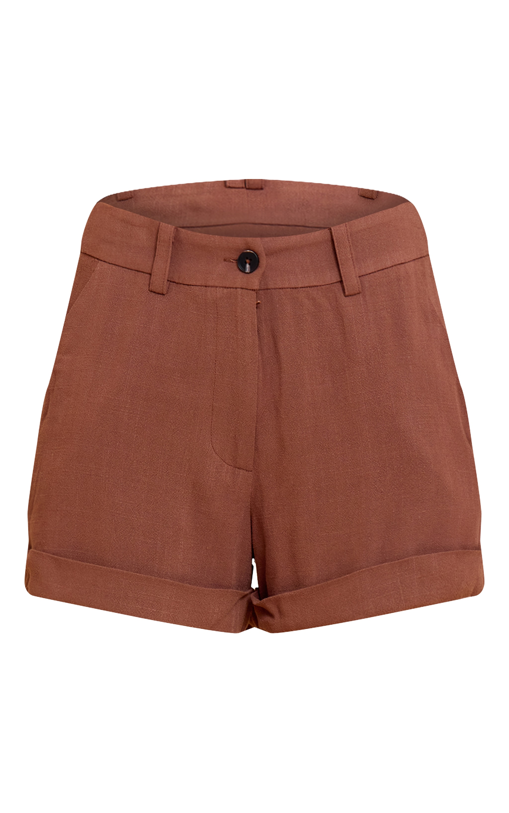 Chocolate Tailored Linen Look Shorts image 6