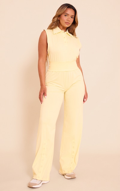 Shape Butter Cream Button Detail Highwaisted Wide Leg Pants