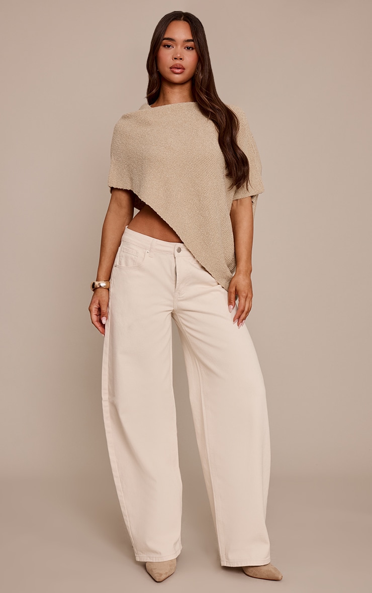 Beige Boucle Cape Top image 3