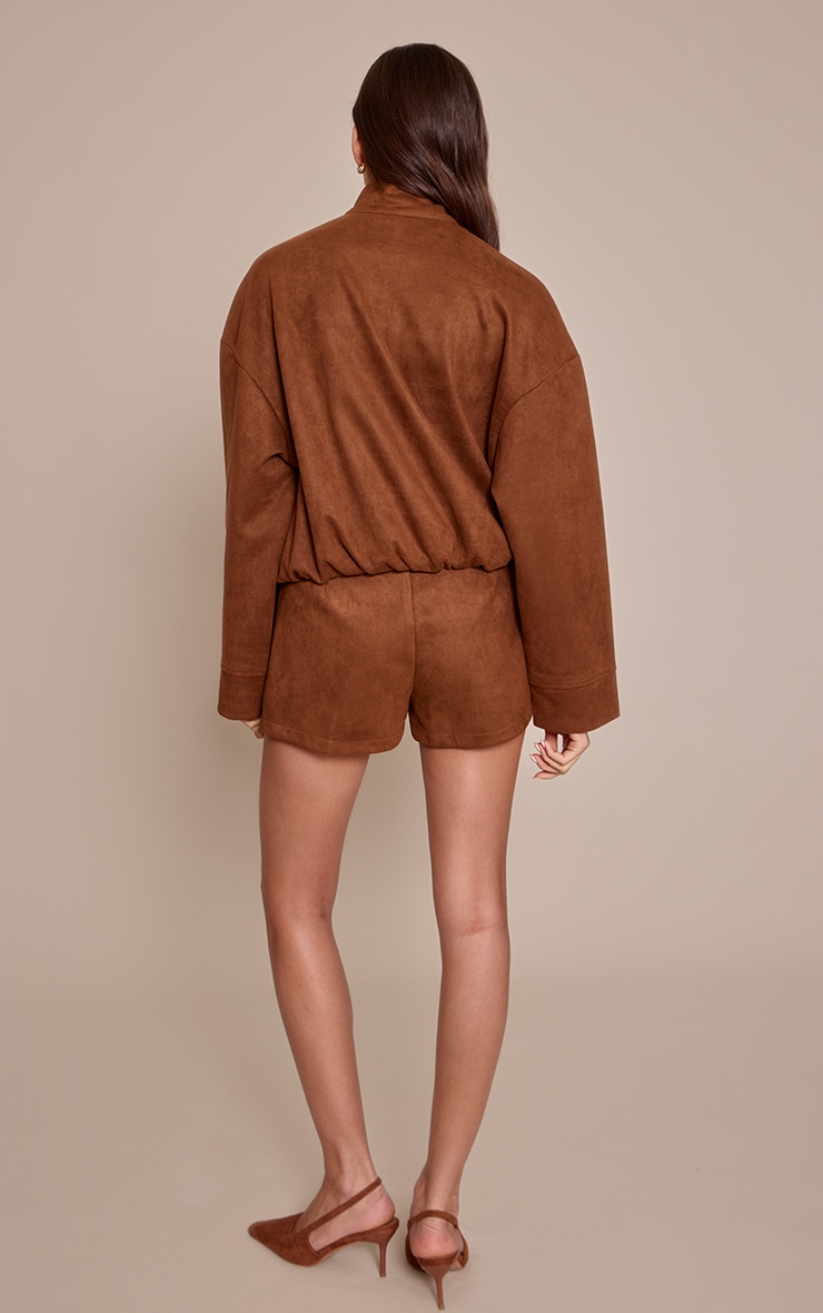 Tan Faux Suede Tailored Shorts image 3