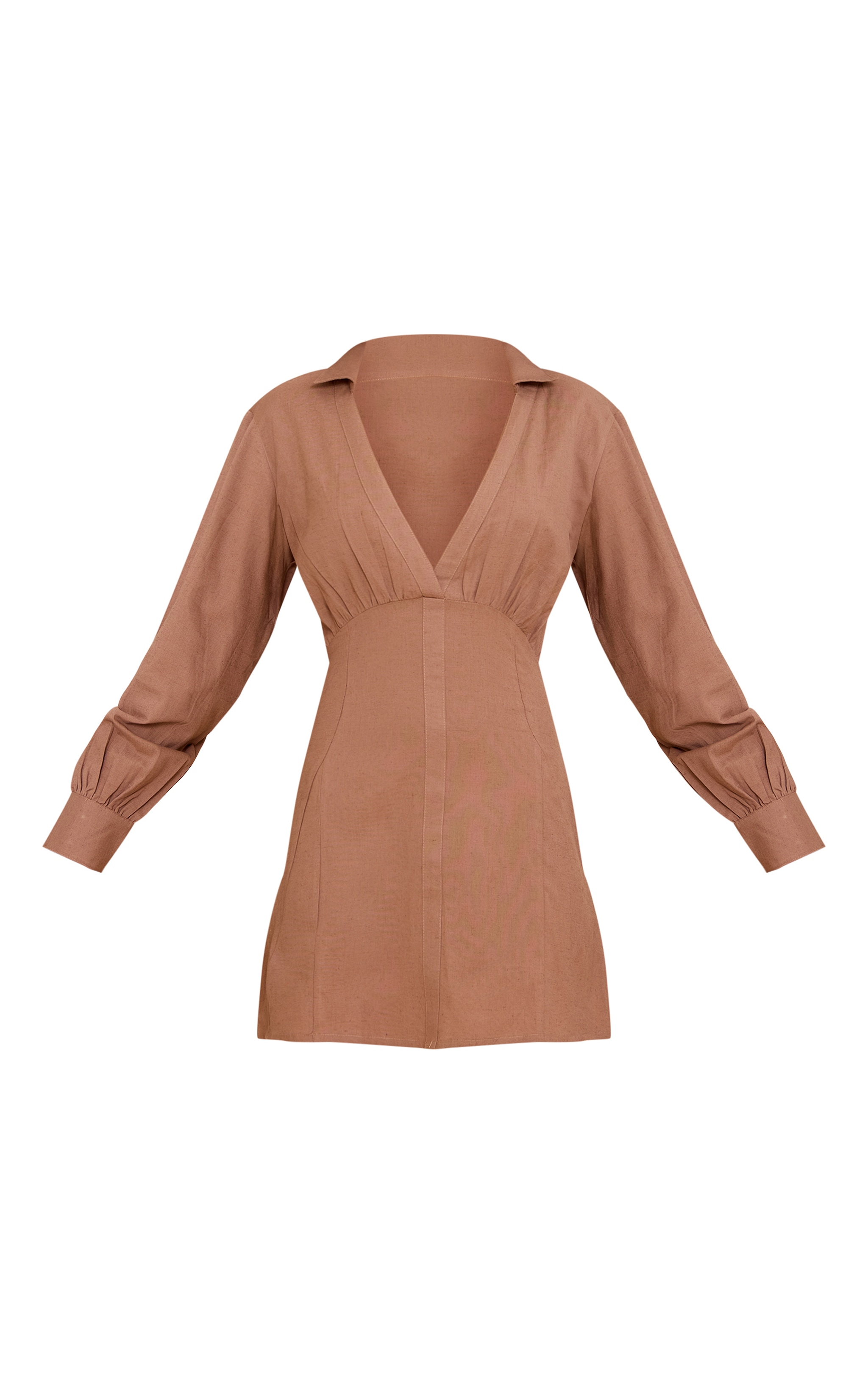 Mocha Plunge Shirt Dress image 5