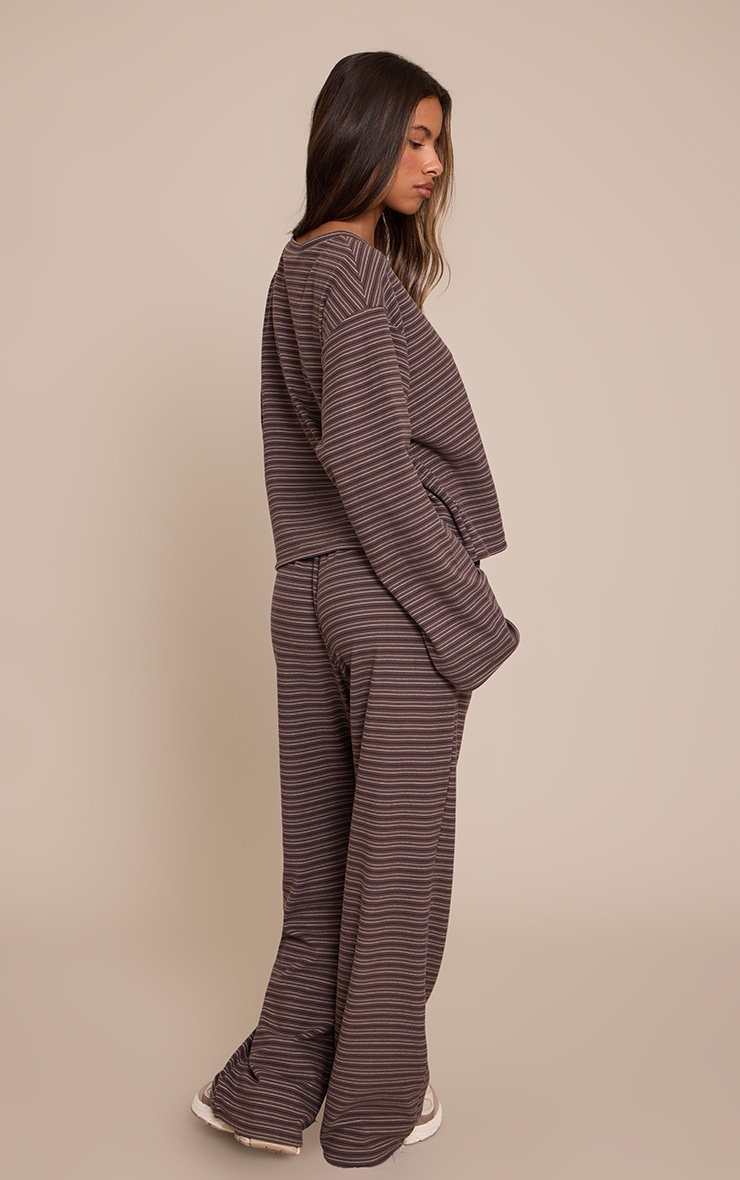 Petite Charcoal Stripe Soft Touch Drawstring Wide Leg Sweatpants  image 3