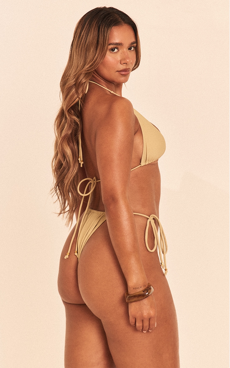 Shape Olive Gold Beaded Triangle Bikini Top image 2