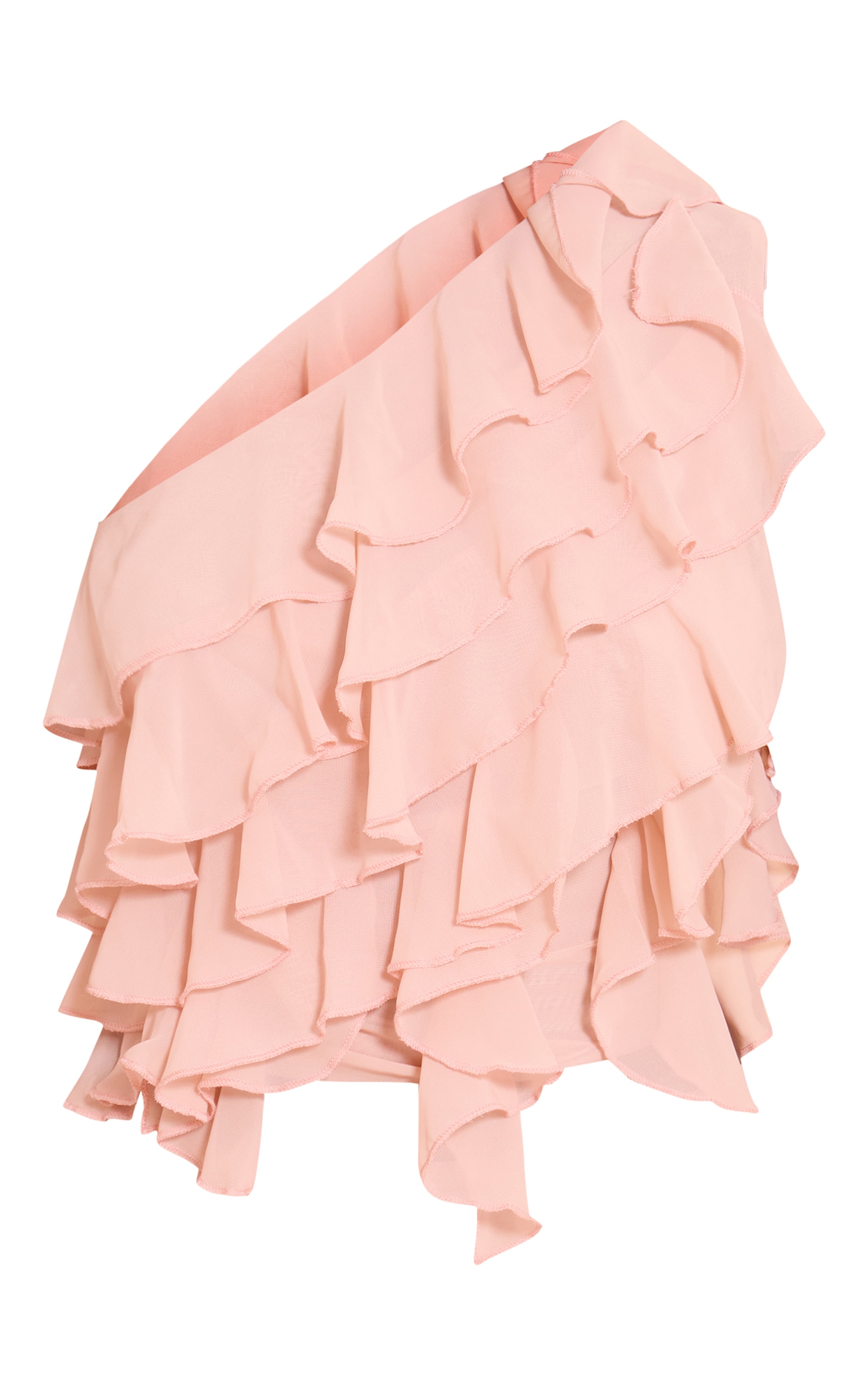 Light Pink Chiffon Frill One Shoulder Top image 5