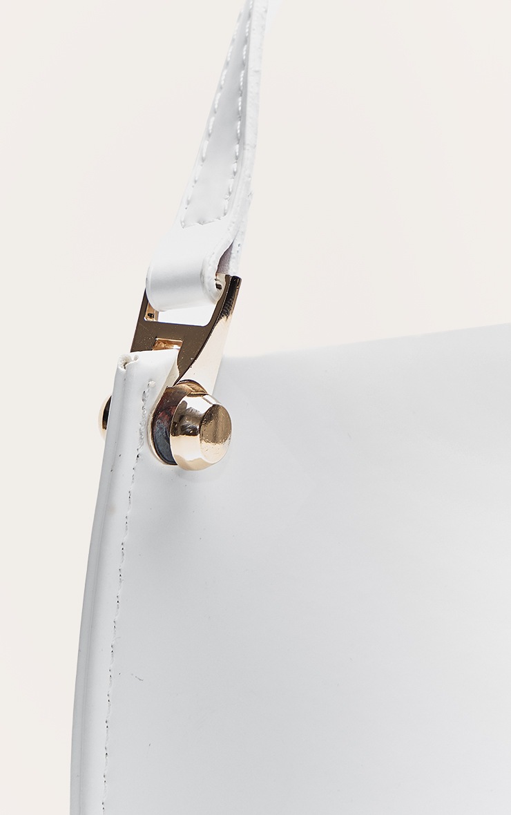 White Matte Shoulder Teardrop Strap Bag image 4