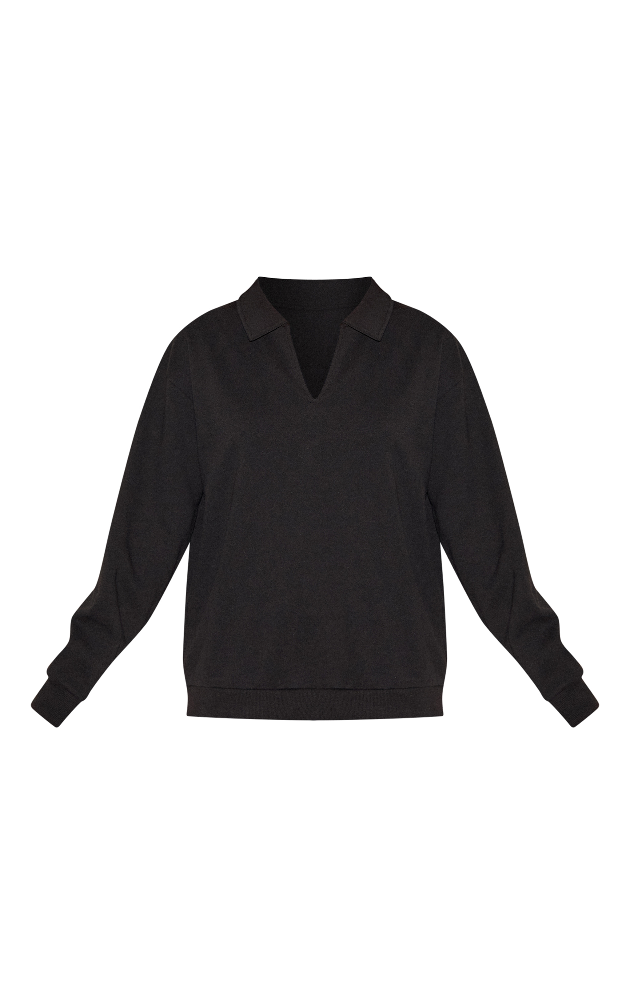 Black Premium Collared Oversized Sweatshirt image 5