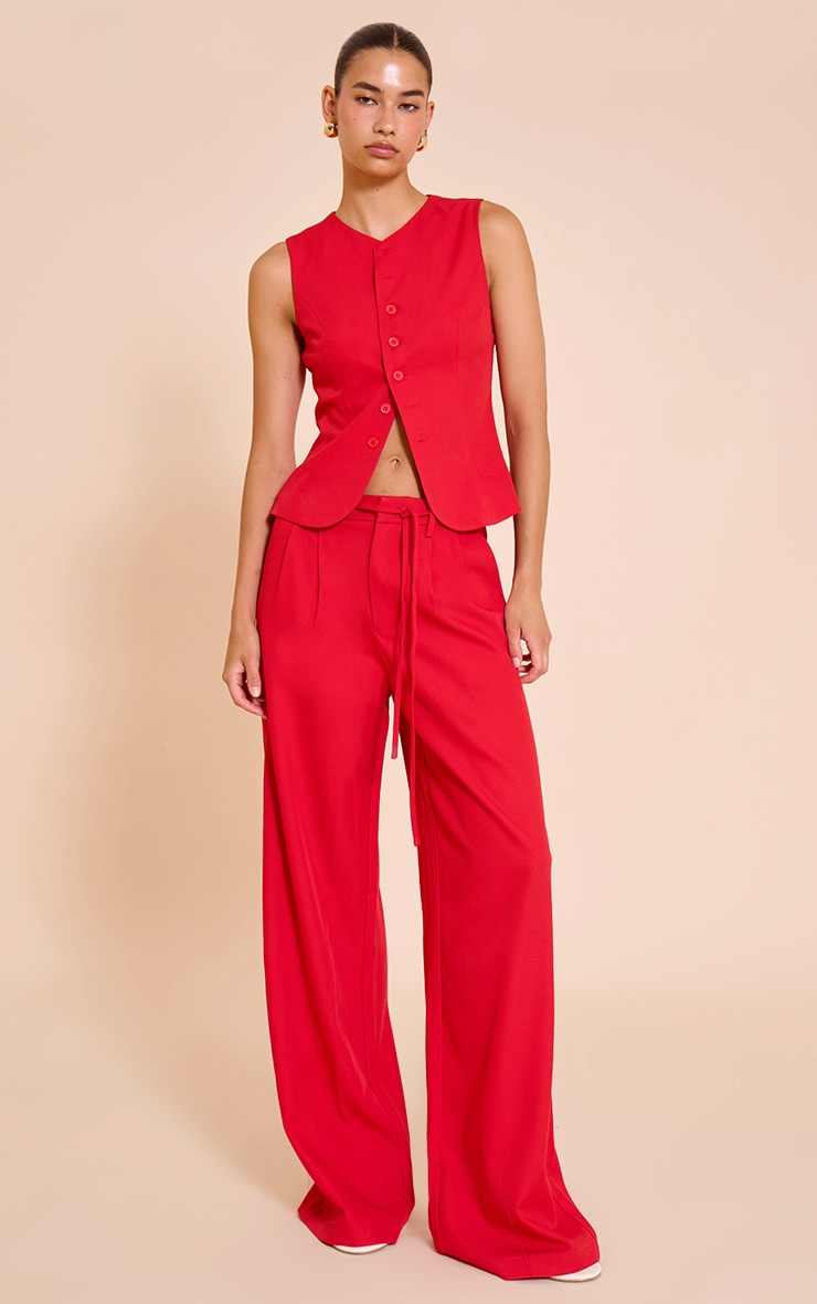 Tomato Red Tailored Woven Vest image 3