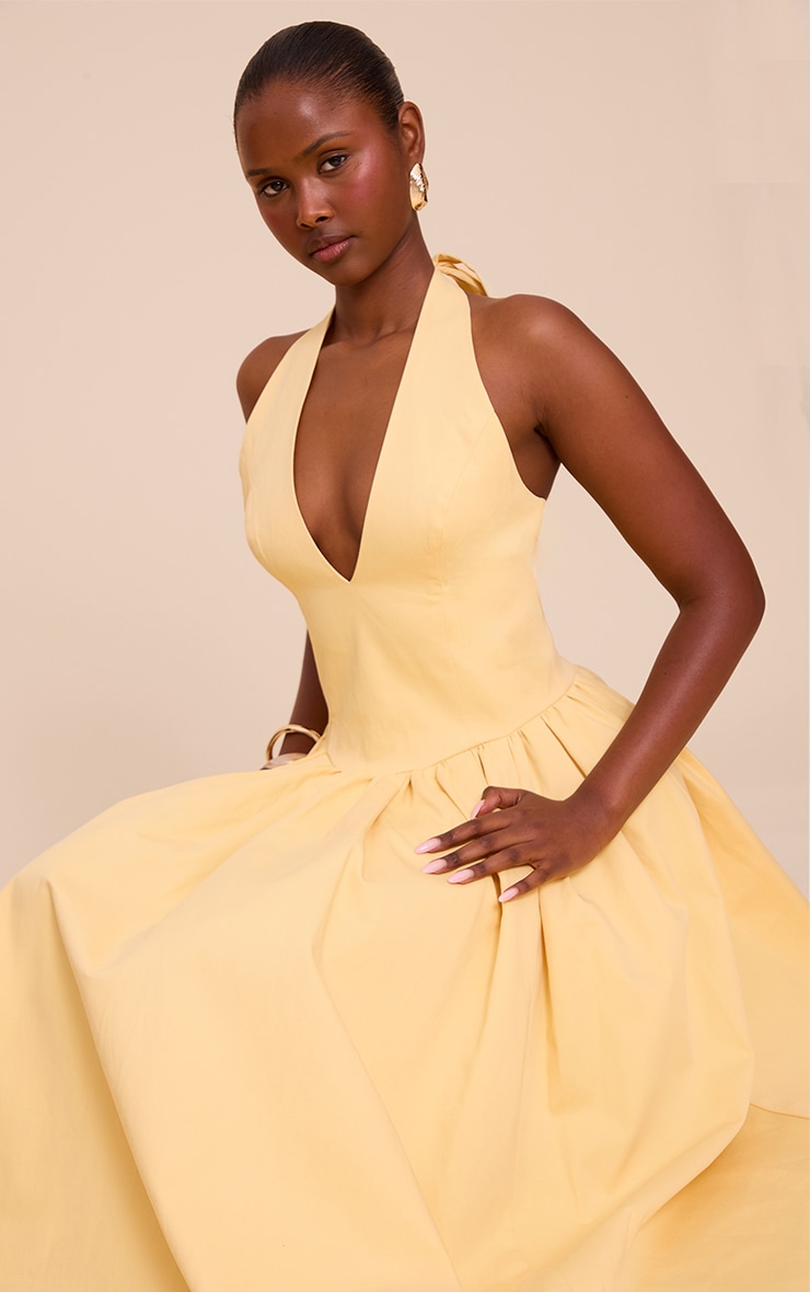 Halter Neck The Silk Lemon Dresses Rhoda Lemon Twist Halter-Neck Cape Maxi Dress Club L Halter Neck The Silk Lemon Dresses Rhoda Lemon Twist Halter-Neck Cape Maxi Dress Club L