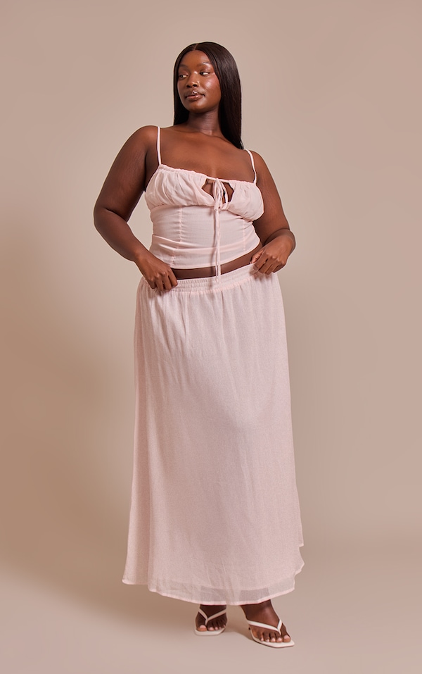 Plus Pink Chiffon Maxi Floaty Skirt