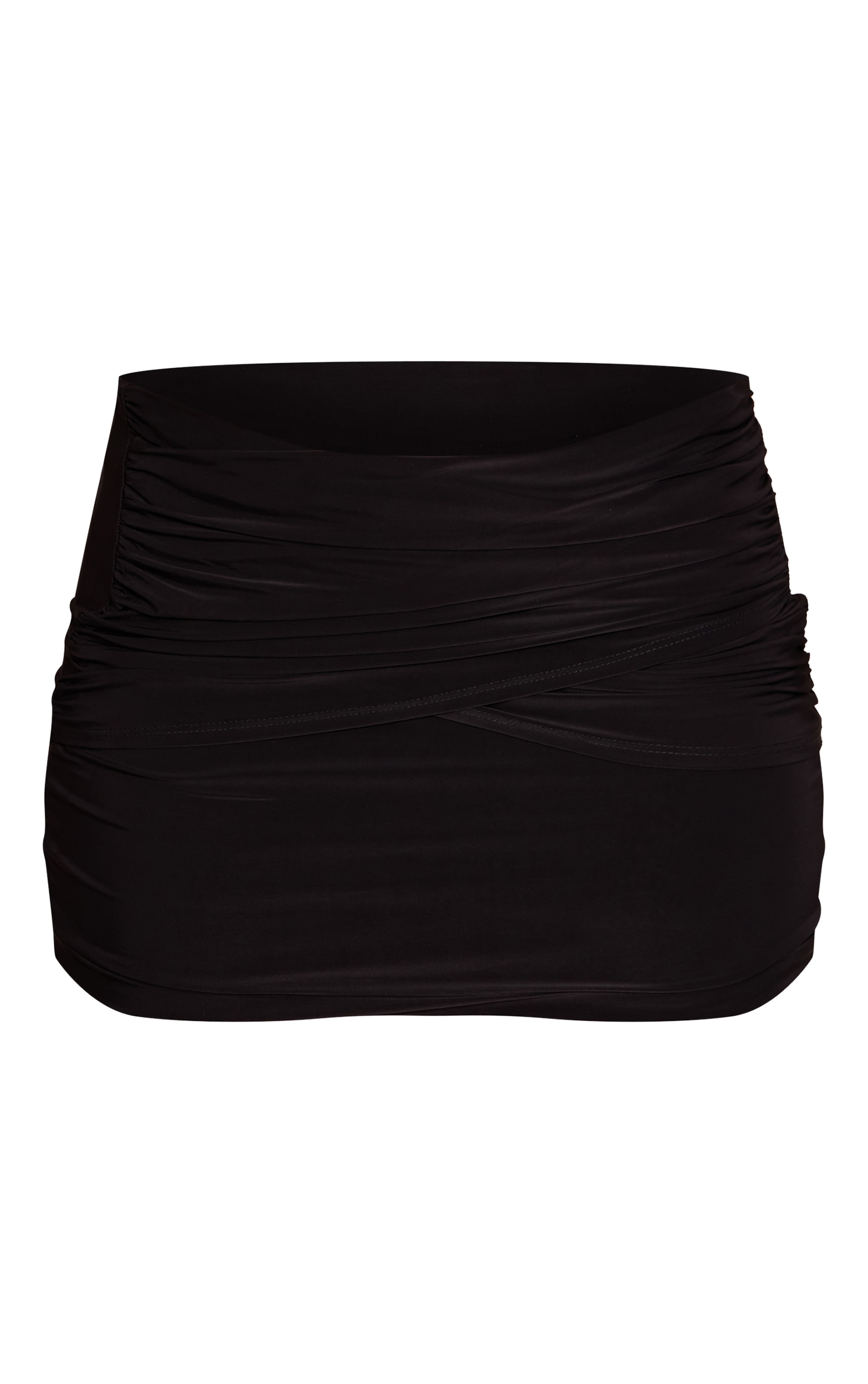 Black Double Slinky Draped Mini Skirt image 6
