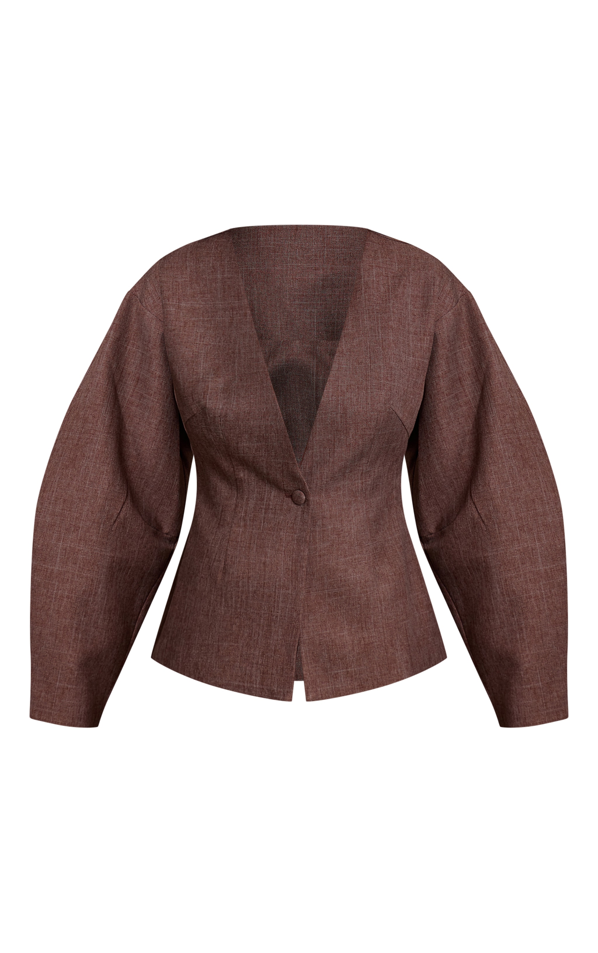 Light Brown Cinched Waist Cocoon Sleeve Blazer image 5