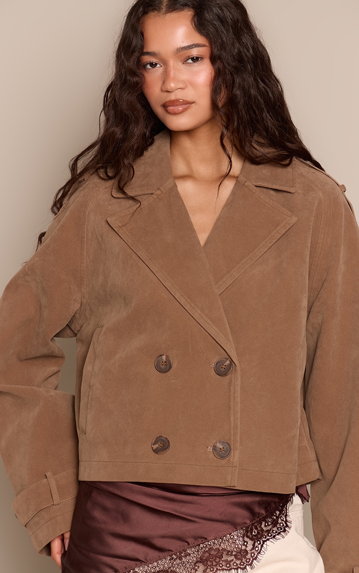 Mushroom Suede Cropped Trench image 1